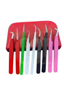La mejor nueva calidad, recubrimiento en polvo y diferentes estilos de diferentes colores, pinzas de extensión de pestañas con punta plateada, instrumentos de belleza - Product Image 4