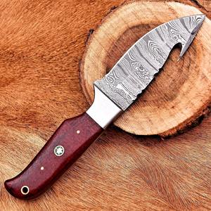 Couteau de chasse en plein air de camping à lame fixe en acier damas fait à la main manche en palissandre couverture en cuir Support OEM nouveau Design - Product Image 4