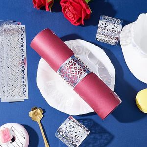 Rond de serviette de luxe avec rond de serviette creux en métal en papier Ornement Rond de serviette en papier en feuille Ajoutez une touche élégante à votre table à manger - Product Image 1