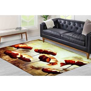 Tapis en chenille fleuri : Peinture abstraite de coquelicot, tapis antidérapant, tapis doux non tissé - Product Image 3