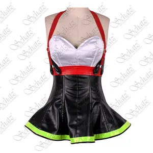 Women Party Corset Side Hooks Closure Waist Bustier Top Sexy Pleated Lace Trim Corset With Suspenders Party Dress
