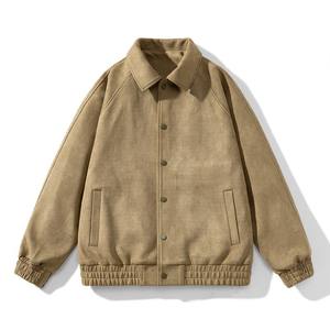 แจ็กเก็ตหนังนิ่มสำหรับผู้ชายแจ็คเก็ตเบสบอลมีกระเป๋าสีพื้นใหม่ออกแบบได้ตามต้องการ - Product Image 1