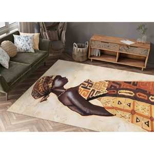 Alfombra de Arte con Diseño de Mujer Africana: Decoración Étnica, Alfombra de Fácil Limpieza, con Pelo Suave - Product Image 5
