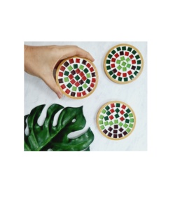 Posavasos de mosaico de vidrio de forma redonda para posavasos de mosaico de tamaño personalizado a bajo precio - Product Image 3