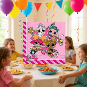 Serviettes de fête Lol Surprise 33X33Cm, paquet de 20 pièces pour la vaisselle de fête d'anniversaire des enfants - Product Image 3
