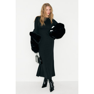 Robe pour femme GRIMELANGE NOCHE à col rond, dos en maille transparente, tissu extensible - Product Image 2