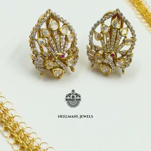 PEACOCK PENDANT and <b>STUDS</b> Pear Cut Diamond Shape - Product Image 4