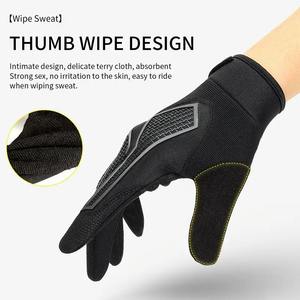 Guantes de ciclismo transpirables cómodos de verano con pantalla táctil, correa de muñeca ajustable de Palma gruesa, negro para deportes al aire libre, Fitness - Product Image 3