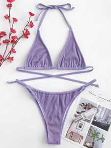 ชุดว่ายน้ำเซ็กซี่เซ็กซี่สีพื้นสองชิ้นบิกินี่ไม่สวยเซ็กซี่สำหรับผู้หญิง - Product Image 2