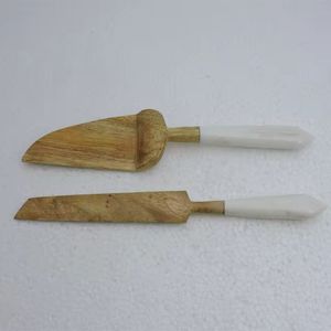 Abordable Haute Qualité Bois & Marbre Pierre Poignée Conception Vente Chaude Désert & Gâteau Couteau Outils Gâteau Serveur Avec Antique Poignée - Product Image 1