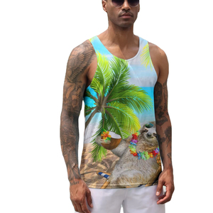 100 Percent Cotton Tank Top For <b>Men</b> 3D Print Sleeveless T Shirt Breathable Fabric Ideal For Gym Training Workout And Casual Wear - Product Image 1