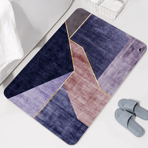 Dalewin Modern Hexagon Printed Bath <b>Mat</b> Rectangle Non-Slip Rubber Backed Microfiber Fabric <b>Machine</b> <b>Washable</b> Home Use Gray - Product Image 1