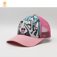 Injae Vina, 5 paneles, diseño de cinta interior, sombreros de camionero estructurados en caliente, estampado de patrón de Anime, gorra de camionero de Color Rosa personalizada, gorras de mujer