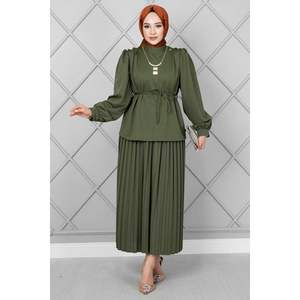 Costume Hijab 2 pièces avec boutons sur les épaules kaki - Product Image 4