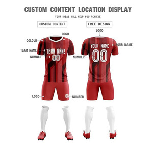 Chándal de camiseta de fútbol con sublimación de poliéster de secado rápido de alta calidad, logotipo personalizado, Impresión de nombre, colores personalizados, ropa de fútbol - Product Image 3