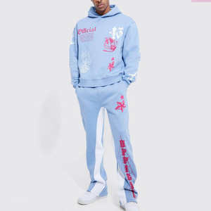 Ensemble de survêtement pour homme imprimé personnalisé, 2 pièces, sweat-shirt à capuche en molleton de coton et jogging, streetwear, survêtement décontracté pour homme - Product Image 1