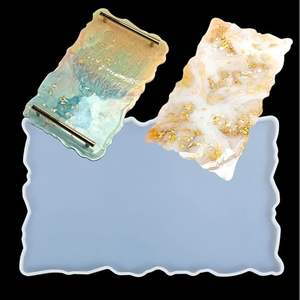 Plateau de service en résine longue durée de qualité supérieure avec forme rectangulaire et conception de poignée murale latérale pour le salon et la salle à manger - Product Image 3