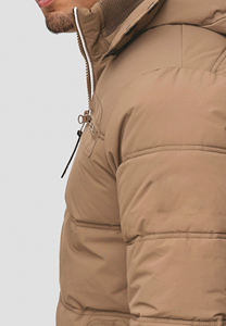 Chaqueta Acolchada de Lona Personalizada para Hombre, Chaqueta de Invierno Cortavientos, Acolchado de Burbujas, 100% Poliéster, Forro de Algodón en la Parte Delantera con Capucha para Exteriores - Product Image 6