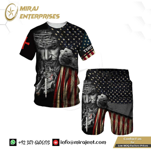 Jogging ropa deportiva entrenamiento manga corta cuello tripulación verano caliente hombres traje 3D Caballeros Templarios estampado hombres camiseta pantalones cortos traje - Product Image 5