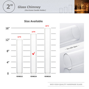 HST0214 - Clear Hurricane Candle Shade Chimney <b>Tube</b> [No Bottom] - 2 x 14 - Product Image 2