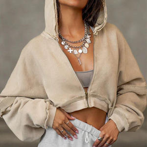 Sudadera con capucha de mujer con dobladillo dividido de alta calidad informal de algodón francés de gran tamaño en blanco con serigrafía personalizada OEM - Product Image 1