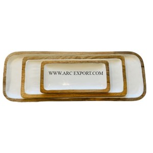 Utensilios de Mesa de la mejor calidad, accesorios de cocina, Bandejas para servir alimentos, Juego de 3 tamaños diferentes, bandejas de comida de madera con forma personalizada - Product Image 3