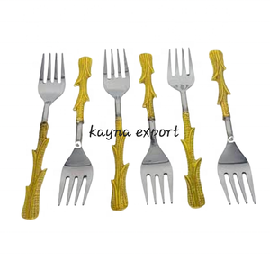 Juego de cubiertos con mango de Latón chapado en oro, tenedores pulidos con espejo de acero inoxidable, cucharas y cuchillos para fiestas - Product Image 4