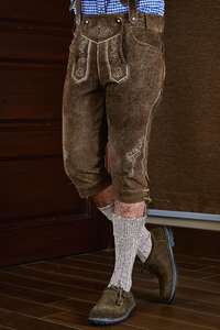 Shemax กางเกงขาสั้นผู้ชายสีเทาแบบพับเก็บได้, กางเกงขาสั้นสไตล์ทางการบาวาเรียน Oktoberfest Lederhosen - Product Image 3