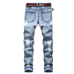 Vintage Wash Distressed <b>Mens</b> <b>Ripped</b> <b>Jeans</b> Long Slim <b>Jeans</b> Straight Denim Pants <b>Men</b> Casual Trousers - Product Image 5