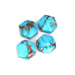 MOHAVE cuivre bleu TURQUOISE 10x10mm forme hexagonale dos plat 17.00cx. LOT de pierres - Product Image 1