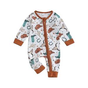 ชุดรอมเปอร์ผ้าฝ้ายสำหรับเด็กทารกหญิงและชายชุดรอมเปอร์แขนยาวสำหรับเด็กทารกแรกเกิดแรกเกิดมี2ซิป2025ตามสั่ง - Product Image 5