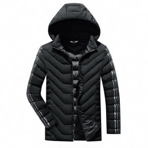 Chaqueta acolchada con cuello levantado impresa personalizada al por mayor para hombre, chaqueta de lona informal de invierno con bolsillos, estilo callejero - Product Image 2
