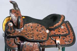 Selle de cheval Western en cuir de qualité supérieure faite à la main sur mesure selle de course selle d'équitation de piste avec accessoires complets - Product Image 3