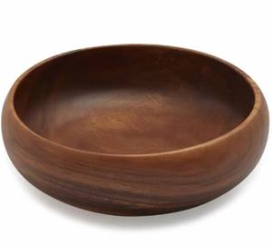 Cuencos de madera de acacia para servir, redondos para ensaladas, frutas, alimentos, nueces, cuenco de masa hecho a mano de alta calidad, cuenco de madera a la venta - Product Image 3