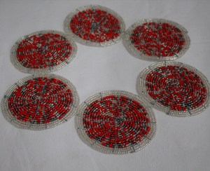 Handmade Glass Beaded <b>Coasters</b>-Classic <b>Drink</b> <b>Coasters</b> with Polyester Backing (4x4 Inch) for Church & Religious Gifts - Product Image 3