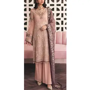 Son şık İşi işlemeli kadın parti giyim pakistanlı yeni varış rahat kadın elbiseler satılık Suits