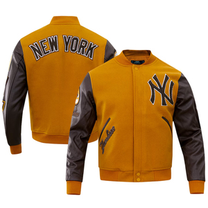 Vestes pour hommes Veste pour hommes Veste de baseball universitaire de haute qualité Corps en laine Manches en cuir véritable College Letterman Bomber - Product Image 4