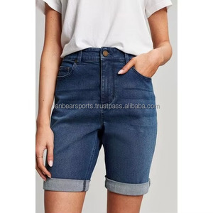 OEM Casual <b>Denim</b> <b>Shorts</b> for <b>Women</b> From Pakistan Slim Fit <b>Stretch</b> Fabric Solid Pattern Daily Gymwear Summer Fashion Supplier - Product Image 1