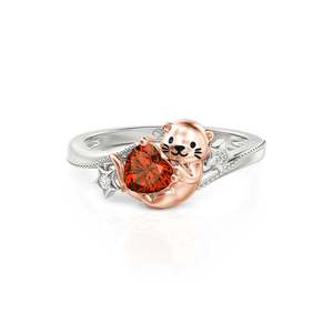 Bague Jeulia Hug Me personnalisée en forme de cœur avec pierre de naissance et cristal étoile - Product Image 6