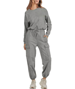 Dernier modèle de Survêtement d'Hiver Solide à Manches Longues pour Femmes Tricoté avec Logo Personnalisé Tenue de Sport Décontractée Respirante en Coton de Haute Qualité - Product Image 5