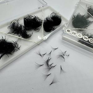 Extensions de cils volumineuses 3D-8D en cheveux synthétiques, base pointue faite à la main, noir mat, courbure CC/DD/L/M, service OEM - Product Image 2