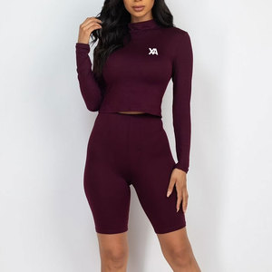 Stylish <b>Mock</b> <b>Neck</b> And Shorts Set For Women Summer Matching Two Piece Casual Outfit For Outdoor Activities - Product Image 1