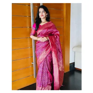 Indian Supplier Selling Ethnic Ware Pure Silk Material Indian and Pakistani Style Wedding and Party Silk Saree for Sale