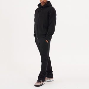 Survêtements de luxe personnalisés, sweat-shirt en coton épais et pantalon de survêtement à jambes larges et droites, ensemble de survêtements en molleton français 500 g/m² pour hommes - Product Image 1