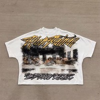 T-shirt Homme Blanc Oversize Col V Manches Courtes en Polyester Tricoté de Haute Qualité avec Logo Imprimé en Sérigraphie Anti-rétrécissement 220g