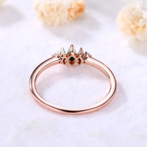 แหวนทองคำแท้ที่ยอดเยี่ยมแสนสวยเจ้าหญิงนิทราอาริโซน่าเทอร์ควอยซ์หรูหราดีไซน์ใหม่แหวนประดับเพชรแท้ - Product Image 4