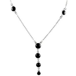 Navya Craft 925 Sterling <b>Silver</b> Boho <b>Necklace</b> with Black Onyx Pearl Ball-shaped Pattern for Christmas Anniversary Birthday - Product Image 1