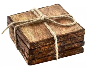 Lot de 4 sous-verres écologiques en écorce de bois de manguier naturel de 5mm d'épaisseur, faits à la main, pour la maison et le bureau - Product Image 3