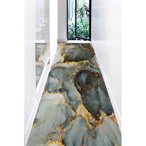 Tapis en marbre vert et or : Tapis d'appoint moderne antidérapant, tapis en chenille - Product Image 4