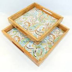 Juego de madera de primera calidad de diseño de aspecto elegante de 2 bandejas de mesa de centro de mesa con forma rectangular a un precio impresionante - Product Image 4